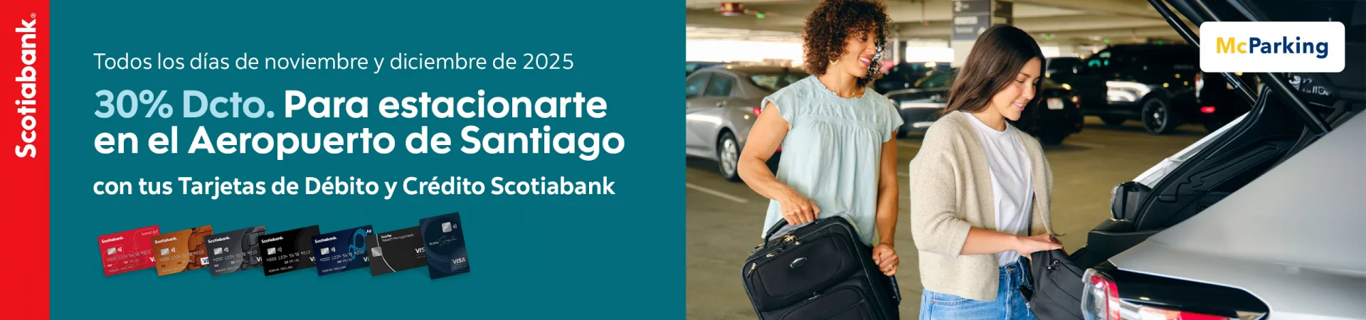 Descuento exclusivo de McParking para clientes Scotiabank en el Aeropuerto de Santiago